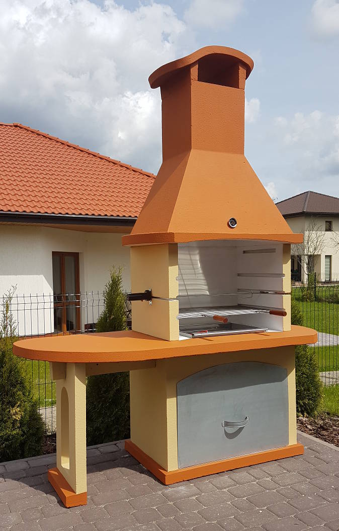 grill betonowy ignis ze stolikiem kominek darkom